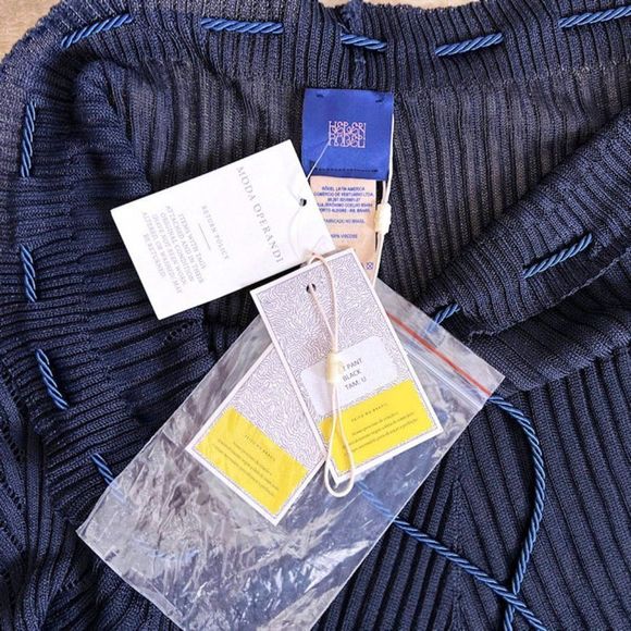 HELEN RODEL Epifania Navy Ribbed Knit Drawstring Bermuda Shorts NWT - Picture 11 of 12